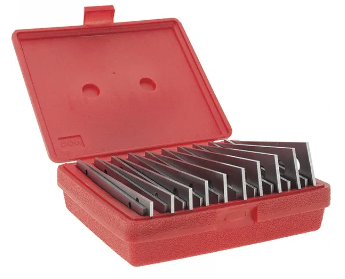 Sets de Paralelas, Espesor: 1/8", Altura: 1/2 - 1 5/8", Largo: 6", No. de Pares: 10, Precisión: 0.001", Material: Alloy Steel 50-54 HRC. Marca: TITANIUM. Barras Paralelas Delgadas.