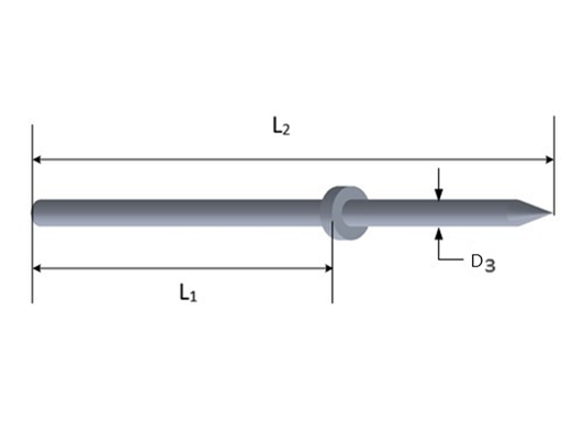 [CTAR-0.75-A-1.40] Clavo para Tablero de Arnés Eléctrico, Acero Inoxidable, Long. Rondana 0.75", Long. Total 1.40", Diámetro 0.625".