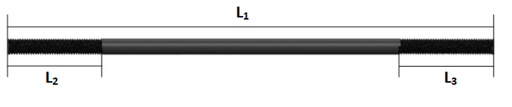 Ancla De Acero Tipo I 2 Roscas Para Concreto, Rosca: 1-½"-6 HPP, L1: 100 cm, L2: 10 cm, L3: 10 cm, METAX.