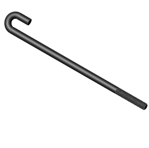 [ANJ-1216] Ancla de acero negro con gancho tipo J para construcción, Rosca 1/2-13, Longitud total 16.0””